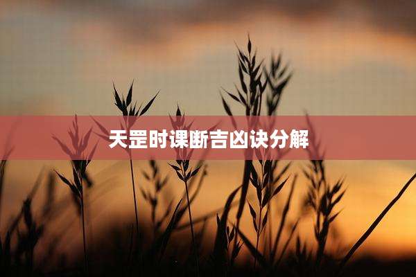 天罡时课断吉凶诀分解