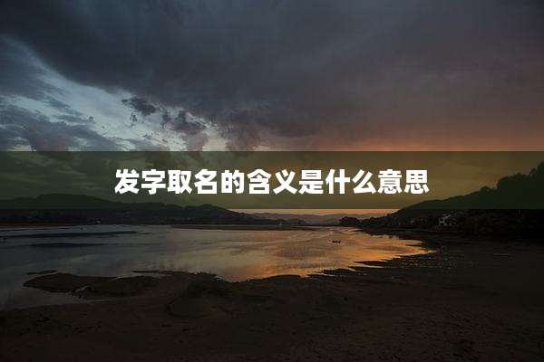 发字取名的含义是什么意思