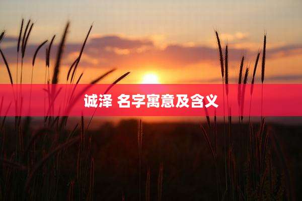 诚泽 名字寓意及含义