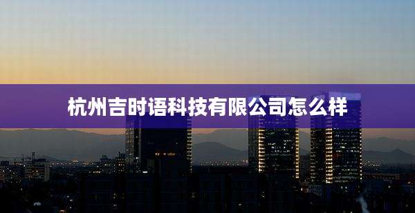 杭州吉时语科技有限公司怎么样