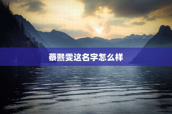 蔡熙雯这名字怎么样