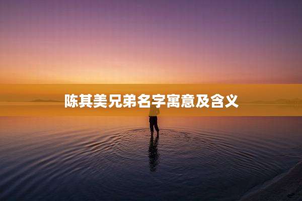 陈其美兄弟名字寓意及含义