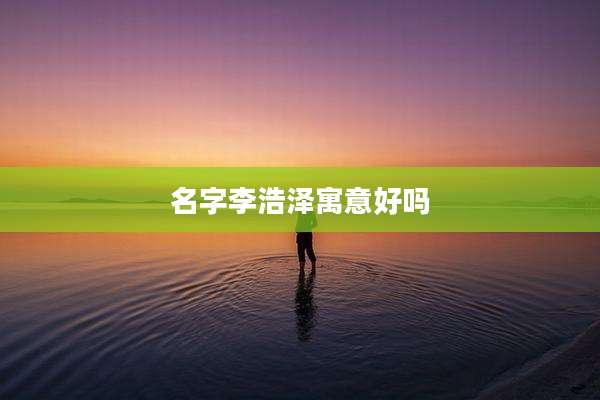 名字李浩泽寓意好吗