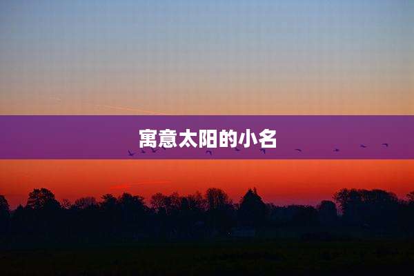 寓意太阳的小名