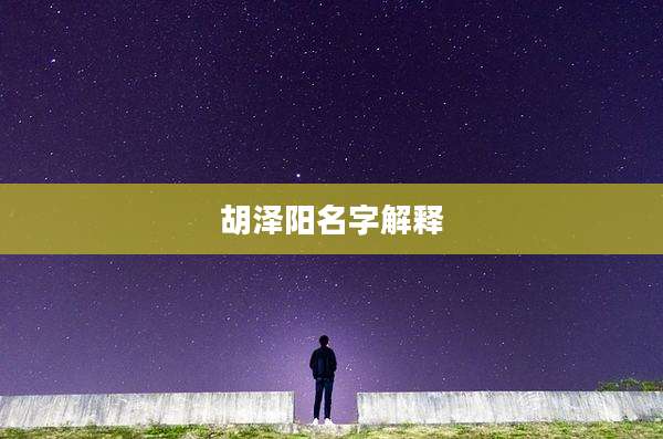 胡泽阳名字解释