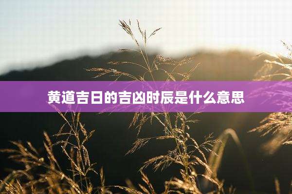 黄道吉日的吉凶时辰是什么意思