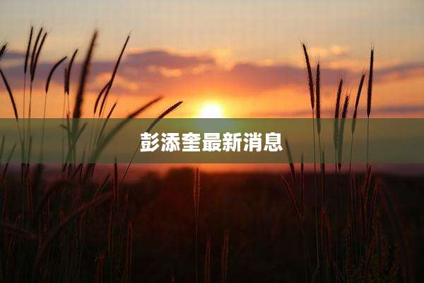 彭添奎最新消息