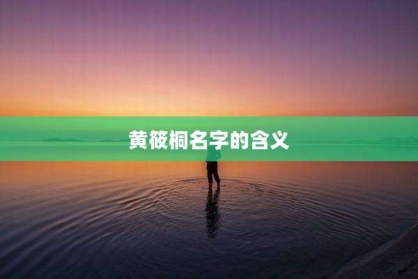 黄筱桐名字的含义