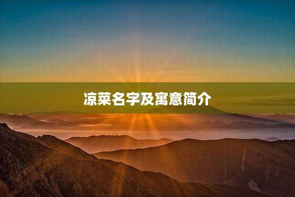 凉菜名字及寓意简介