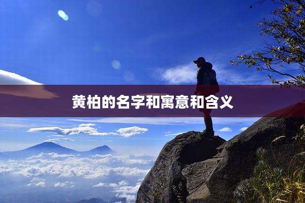 黄柏的名字和寓意和含义