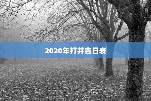2020年打井吉日表