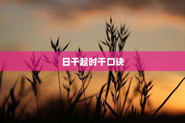 日干起时干口诀