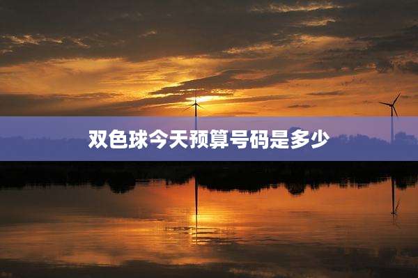 双色球今天预算号码是多少