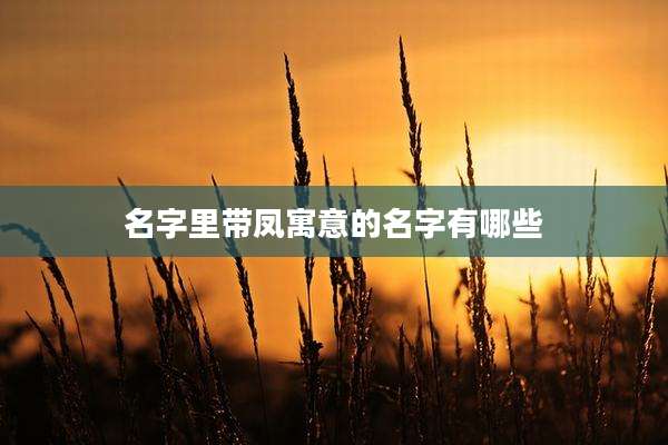 名字里带凤寓意的名字有哪些