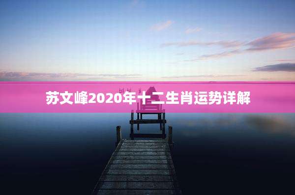 苏文峰2020年十二生肖运势详解