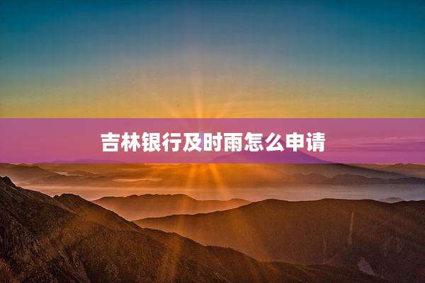 吉林银行及时雨怎么申请