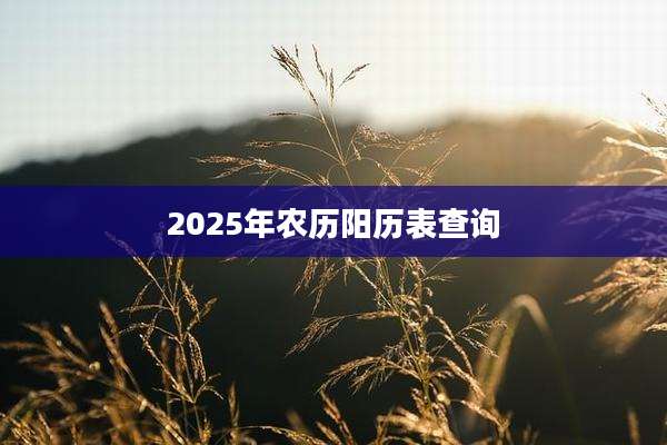 2025年农历阳历表查询