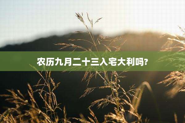 农历九月二十三入宅大利吗?