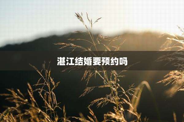 湛江结婚要预约吗