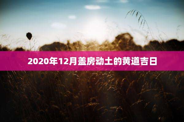 2020年12月盖房动土的黄道吉日