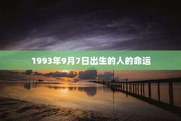 1993年9月7日出生的人的命运