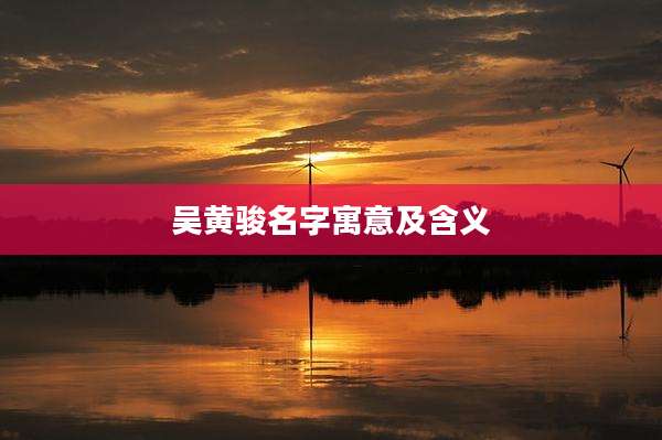 吴黄骏名字寓意及含义