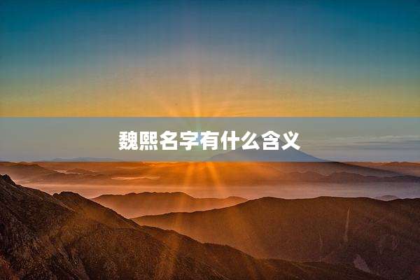 魏熙名字有什么含义