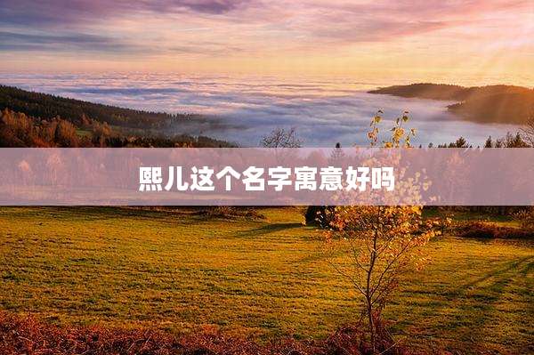 熙儿这个名字寓意好吗