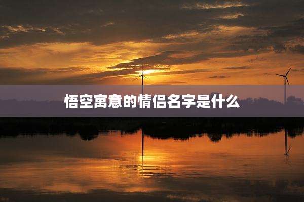 悟空寓意的情侣名字是什么