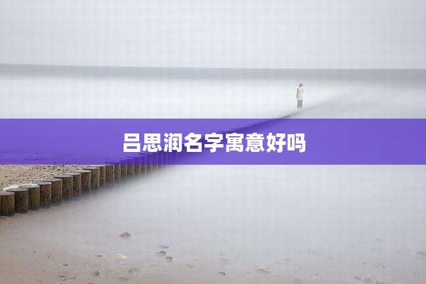 吕思润名字寓意好吗