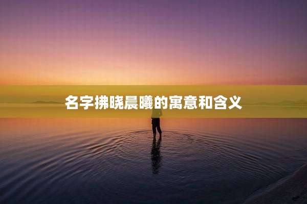 名字拂晓晨曦的寓意和含义