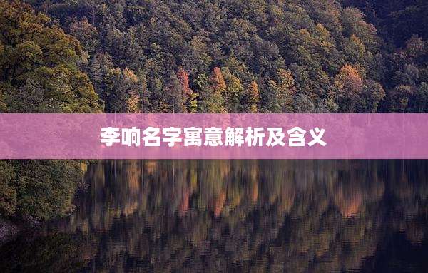 李响名字寓意解析及含义