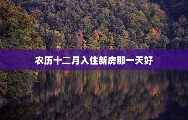 农历十二月入住新房那一天好