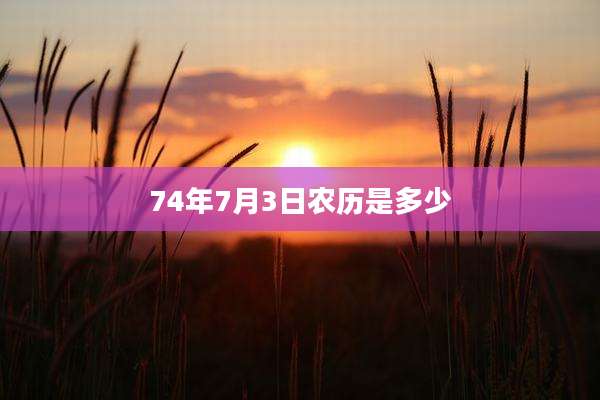 74年7月3日农历是多少