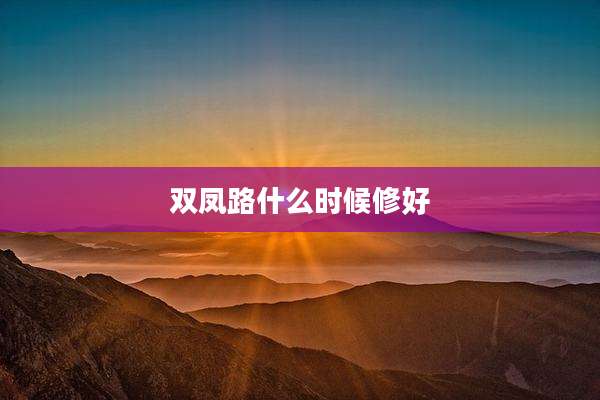 双凤路什么时候修好