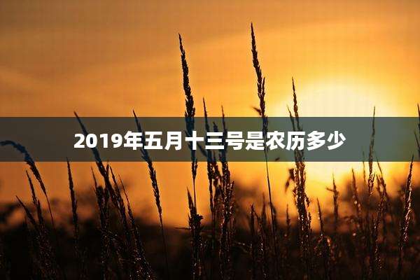 2019年五月十三号是农历多少