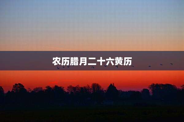 农历腊月二十六黄历