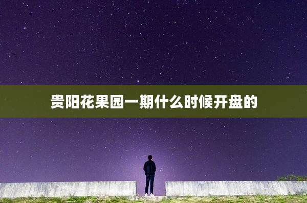 贵阳花果园一期什么时候开盘的