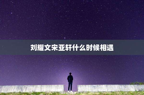 刘耀文宋亚轩什么时候相遇