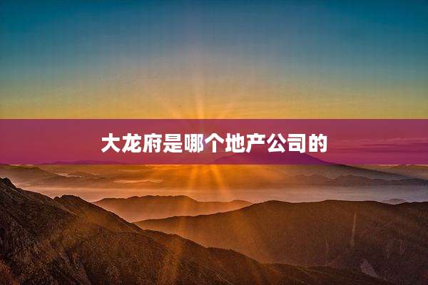 大龙府是哪个地产公司的