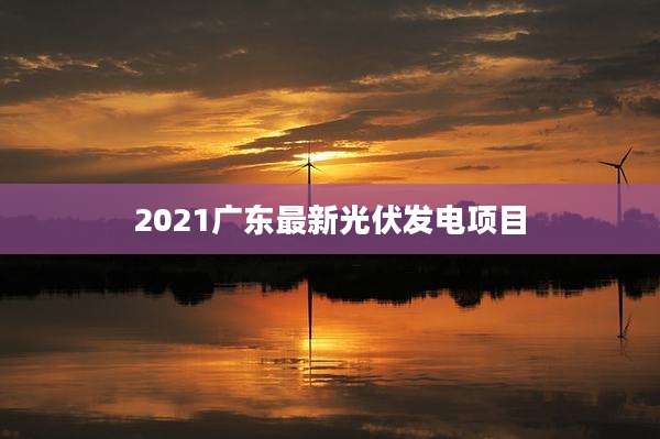 2021广东最新光伏发电项目