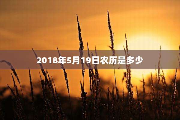 2018年5月19日农历是多少