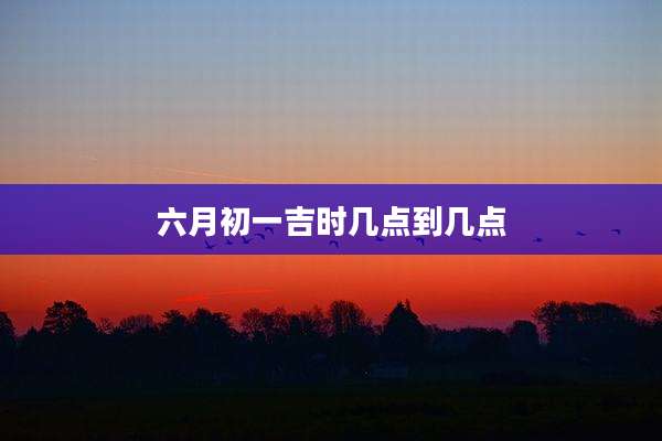 六月初一吉时几点到几点