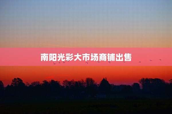南阳光彩大市场商铺出售