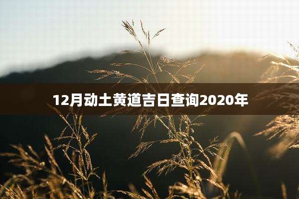 12月动土黄道吉日查询2020年