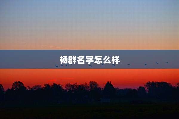 杨群名字怎么样