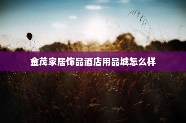 金茂家居饰品酒店用品城怎么样