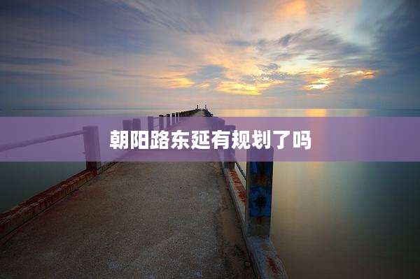 朝阳路东延有规划了吗