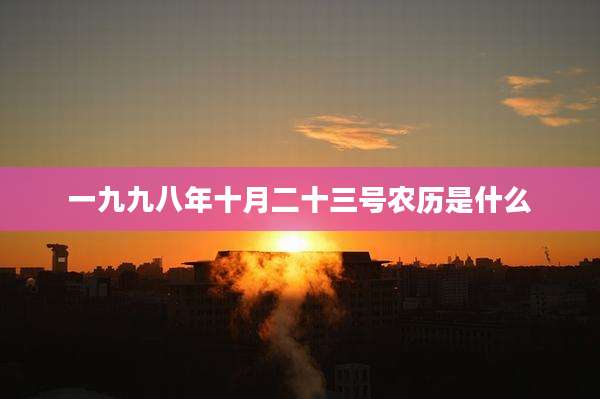 一九九八年十月二十三号农历是什么