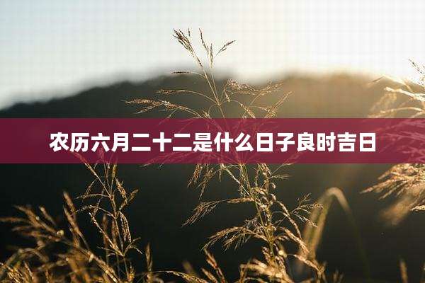 农历六月二十二是什么日子良时吉日